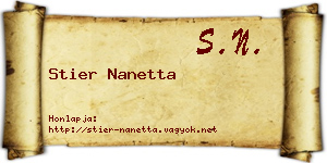 Stier Nanetta névjegykártya